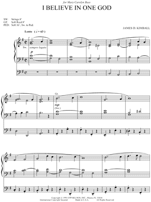 I Believe In One God