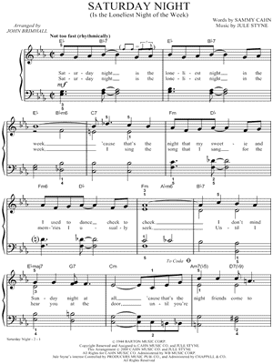 Saturday Night (Is The Loneliest Night Of The Week)