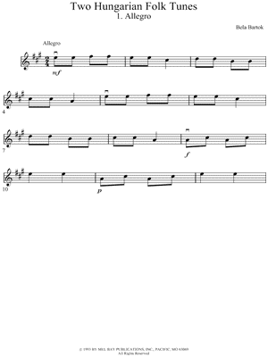 Two Hungarian Folk Tunes: 1. Allegro