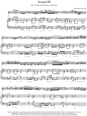 Sonata III for Violin and Basso Continuo - Keyboard