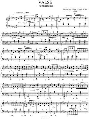 Valse (Posthumous) Opus 70, No. 3