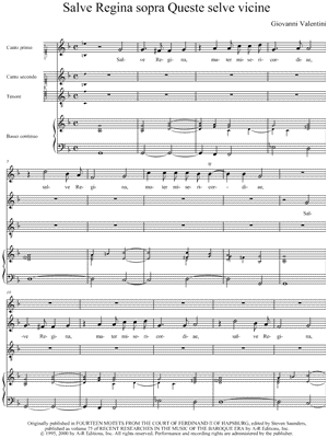 Salve Regina sopra Questa selve vicine