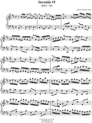 Two Part Invention No. 15, BWV 786