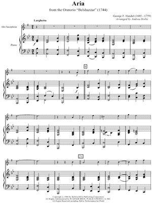 Aria from Belshazzar - Piano Accompaniment