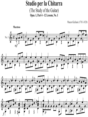 Studio Per La Chitarra, Part 4, Lesson No. 1