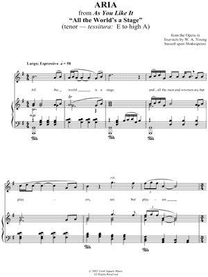 Tenor Voice - Aria - All The World's A Stage