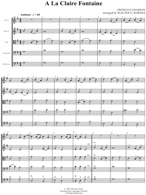 A La Claire Fontaine - Score
