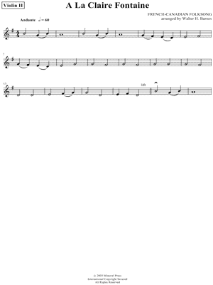 A La Claire Fontaine - Violin II