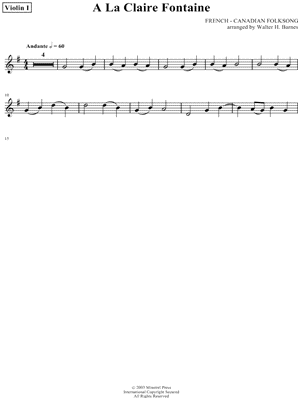 A La Claire Fontaine - Violin I
