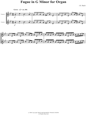 Fugue In G Minor for Organ