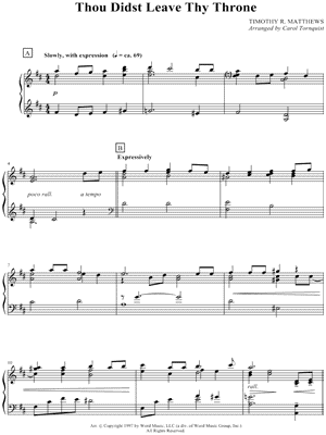 Thou Didst Leave Thy Throne