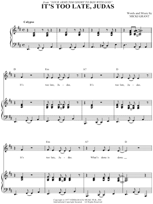 It's Too Late, Judas