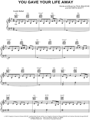 You Gave Your Life Away