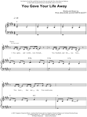 You Gave Your Life Away