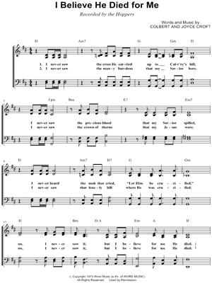 I Believe He Died for Me