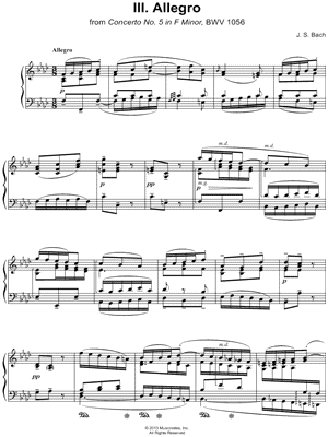 Concerto No. 5 in F Minor, BWV 1056: III. Allegro