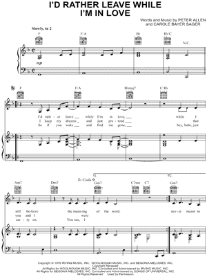 I'd Rather Leave While I'm In Love