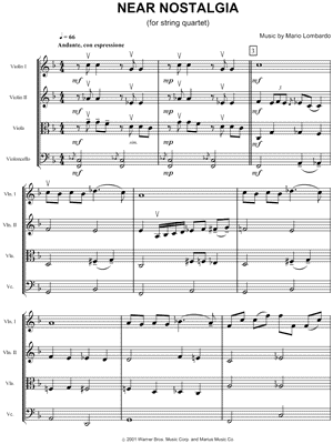 Near Nostalgia - String Quartet Score