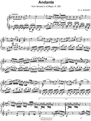 Sonata No. 5 in G Major, K. 283: II. Andante