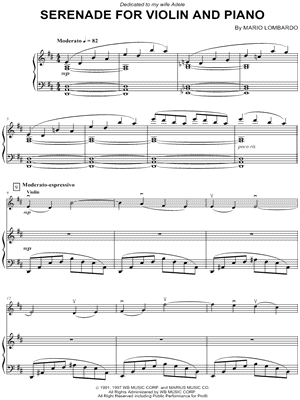 Serenade for Violin and Piano - Piano Part