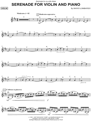 Serenade for Violin and Piano - Violin Part