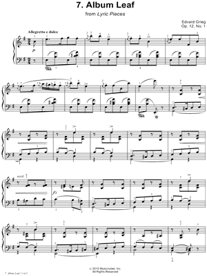 Lyric Pieces: Opus 12, No. 7. Album Leaf