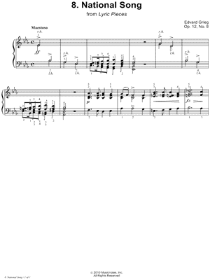 Lyric Pieces: Opus 12, No. 8. National Song