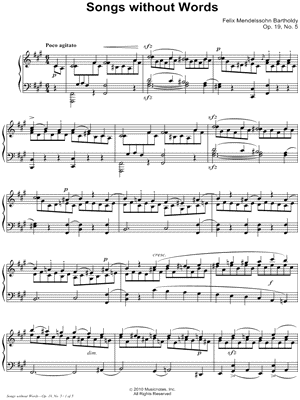 Songs without Words, Opus 19, No. 5