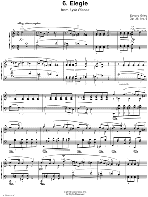 Lyric Pieces, Op. 38, No 6. Elegie