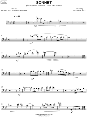 Sonnet for Voice, Cello, and Piano (Cello Part)
