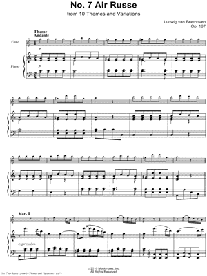 Air Russe, Op. 107, No. 7 - Piano Accompaniment