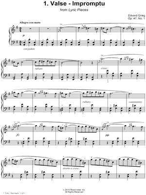 Lyric Pieces, Op 47, No. 1: Valse - Impromptu