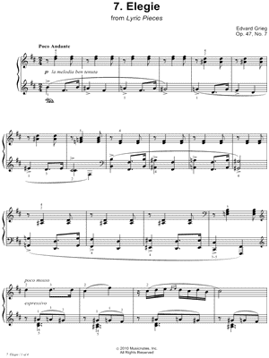 Lyric Pieces, Op 47, No. 7: Elegie