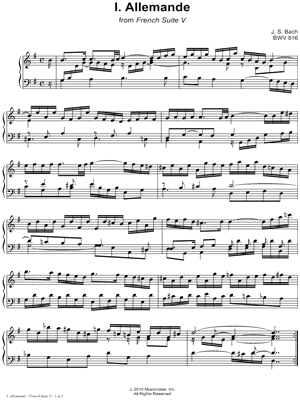 French Suite No. 5, BWV 816: 1. Allemande