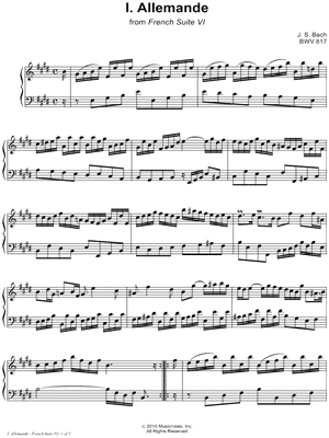 French Suite No. 6, BWV 817: I. Allemande