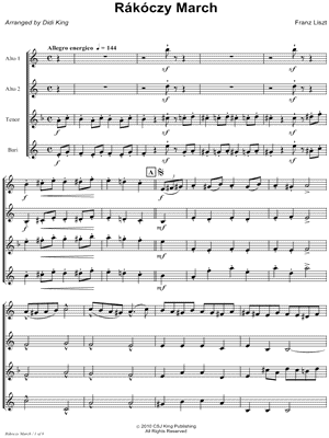 Rakoczy March - Score (Saxophone Quartet)