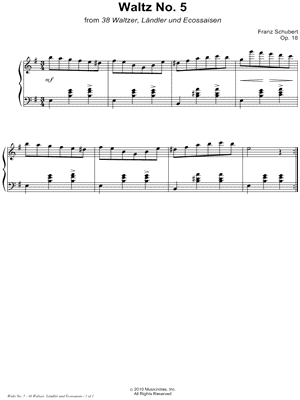 38 Waltzer, Ländler und Ecossaisen, Opus 18: Waltz No. 5