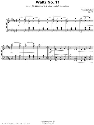 38 Waltzer, Ländler und Ecossaisen, Opus 18: Waltz No. 11