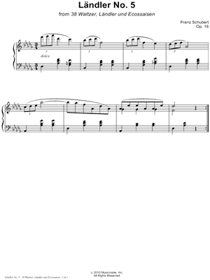38 Waltzer, Ländler und Ecossaisen, Opus 18: Ländler No. 5