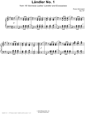 18 Viennese Ladies' Ländler and Ecossaises, Opus 67: Ländler No. 1