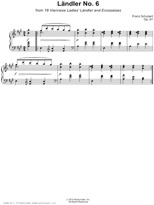18 Viennese Ladies' Ländler and Ecossaises, Opus 67: Ländler No. 6