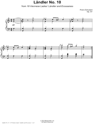 18 Viennese Ladies' Ländler and Ecossaises, Opus 67: Ländler No. 10