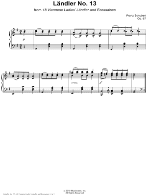 18 Viennese Ladies' Ländler and Ecossaises, Opus 67: Ländler No. 13