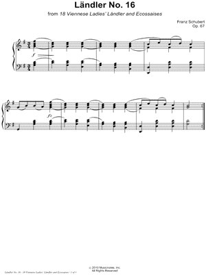 18 Viennese Ladies' Ländler and Ecossaises, Opus 67: Ländler No. 16