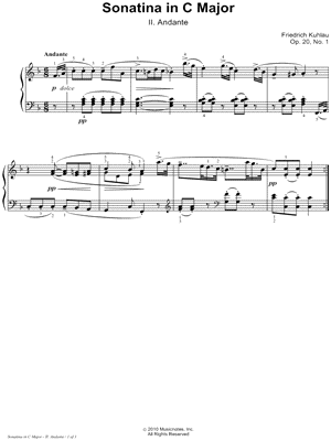 Sonatina in C Major, Opus 20, No. 1: II. Andante