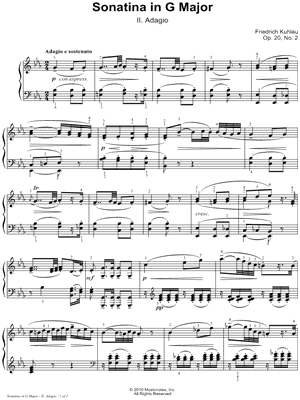 Sonatina In G Major, Opus 20, No. 2: II. Adagio