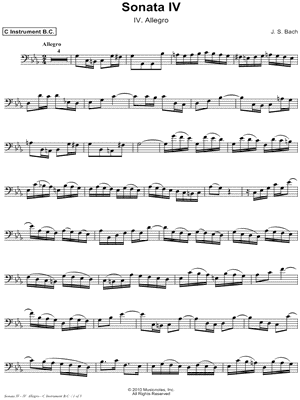 Sonata IV, BWV 1017: IV. Allegro - Bass Clef Instrument