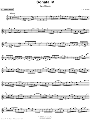 Sonata IV, BWV 1017: IV. Allegro - Eb Instrument