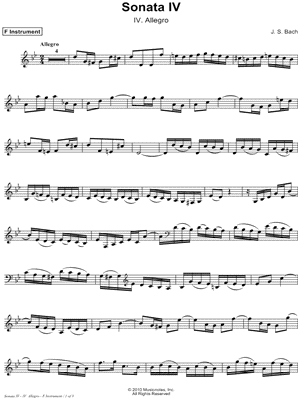 Sonata IV, BWV 1017: IV. Allegro - F Instrument