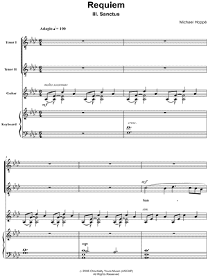 Requiem, III. Sanctus - Piano/Vocal Part (Tenor 1, Tenor 2, Guitar, Piano)